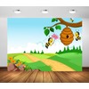 Loccor 6x4ft Fabric Cartoon Bee Theme Backdrop Honey Bee and