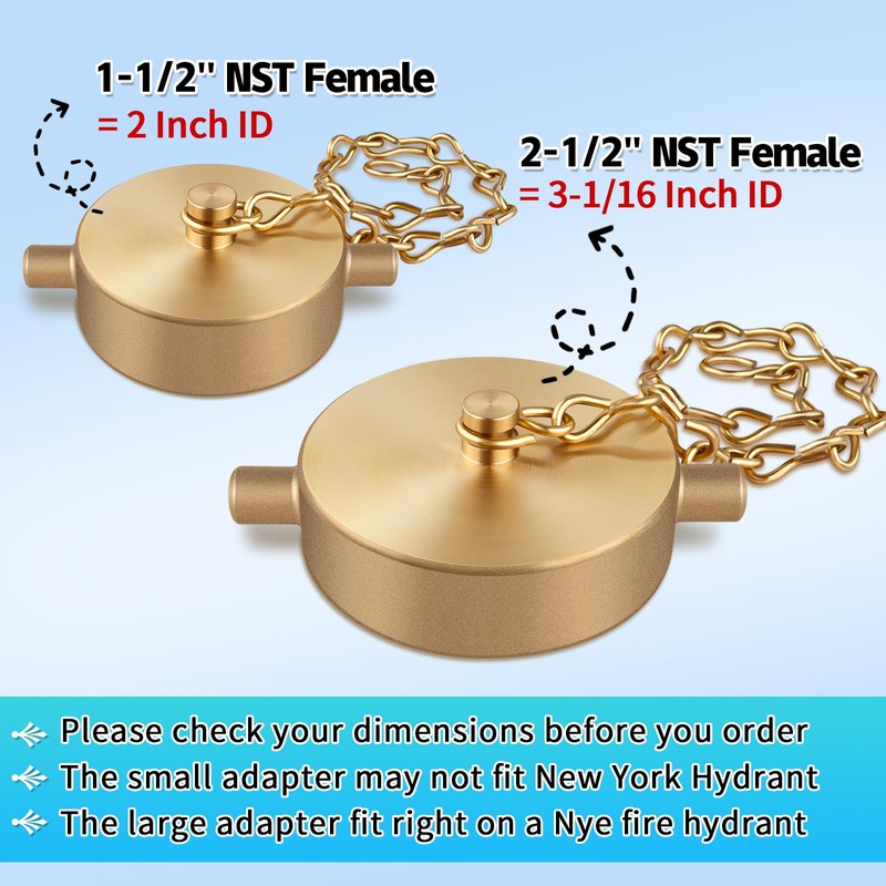 AquaNPT Brass Fire Hose Connection Cap, 2-1/2" NST(NH) Fire Hydrant