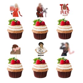 Anemowind 24Pcs Top Tier Singer Party Decoration Dual Front Singer Cupcake Toppers Music Party Fans Party Decoration Birthday Party Decorations