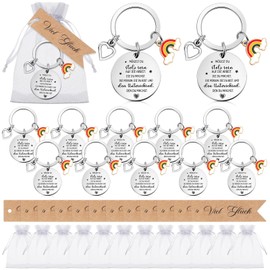 Luinabio Set of 12 Thank You Gifts, Inspirational Keychains, Good Luck Gift Tags, Organza Bags, Farewell Gifts for Colleagues, Job Change, Retirement, Farewell Gift, silver