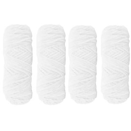 4 Rolls of Chenille Yarn (4 x 100 g), Chenille Knitting Wool, Hand Knitting Yarn, Cotton Yarn, Thick Yarn Fluffy for Crocheting Blankets, Socks, Hats, Scarves, Sweaters, Dolls, Bags (White)