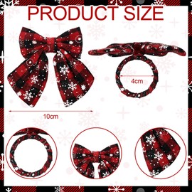 LemonRoad 12 Pcs Christmas Buffalo Plaid Snowflakes Napkin Rings Bulk Xmas Napkin Holder Rings Buckle for Holiday Birthday Party Anniversary Dinner Wedding Dining Table Decoration(Red Black Plaid)