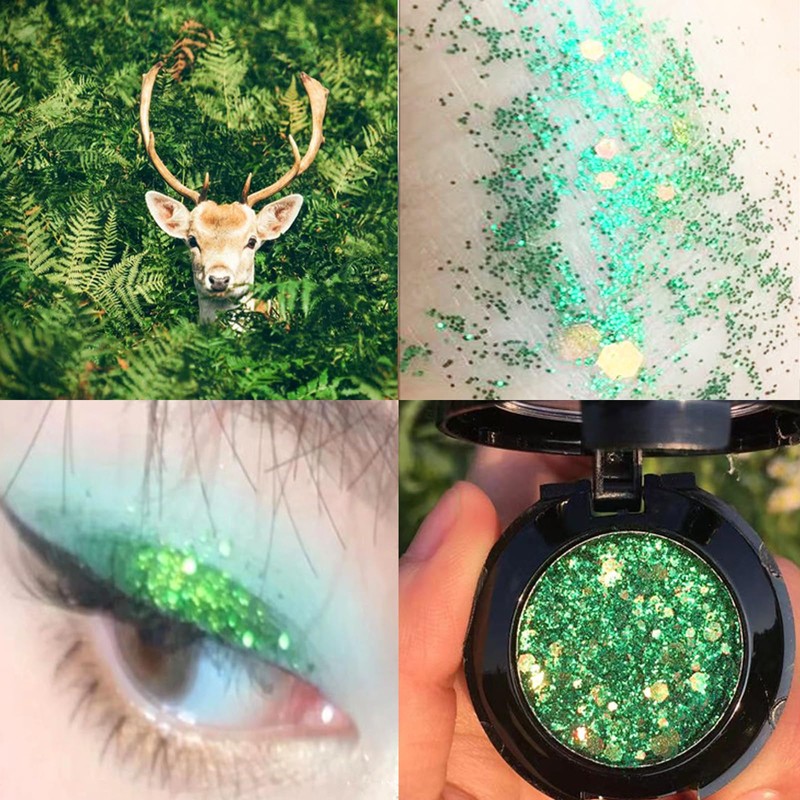 Glitter Green Eyeshadow, Shimmer Single Eyeshadow, Bright Sparkly Eye Glitter