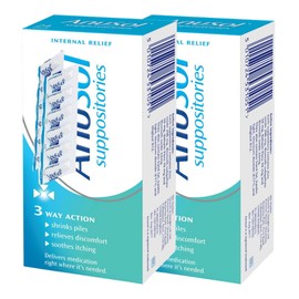 ANUS0L Haemorrhoids Piles Treatment | 24 Suppositories | 2 Pack, 48 Total