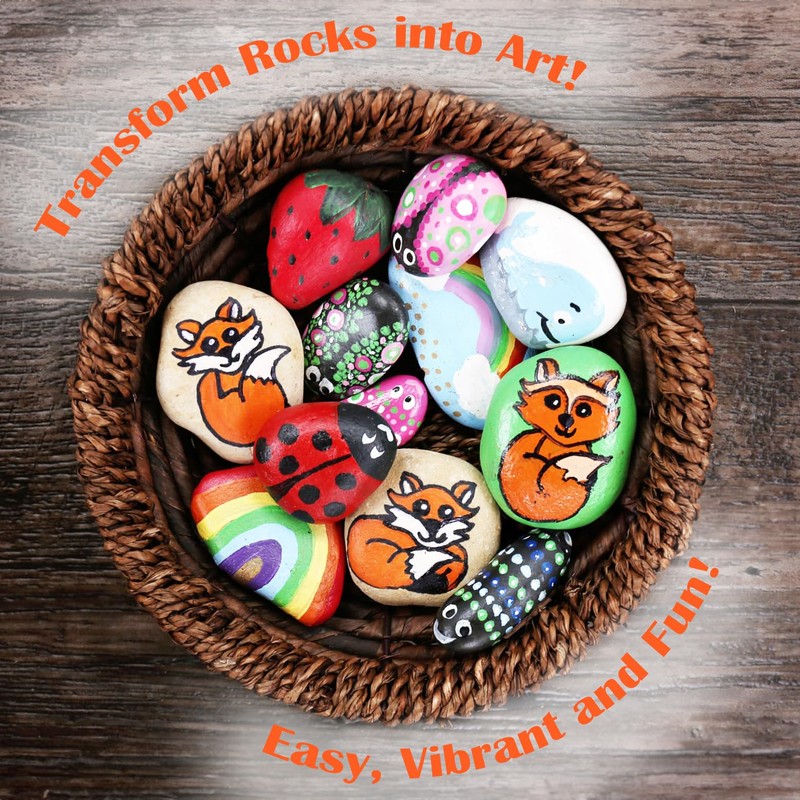 18PCS Rocks for Painting 2”- 3”, Flat River Rocks to