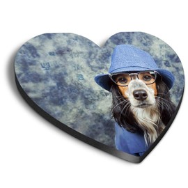 1 x Heart MDF Magnets - ny Hipster Dog Puppy Cute Joke 24270