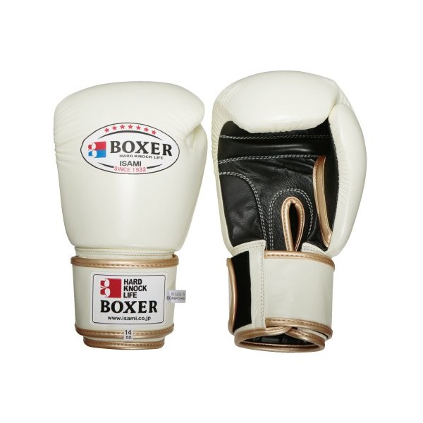 ISAMI BOXER Boxing Gloves Genuine Leather 10oz (TBX-110) (White)