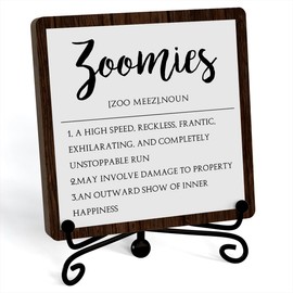 Dog Lovers Gifts, Zoomies Definition Sign, Funny Desk Decorations For Office Home Living Room, Shelf Decor, Pet Lovers Gifts For Women Men, Wooden Plaque With Stand (C14)