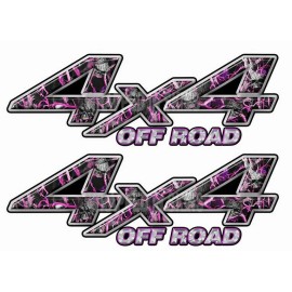 Wrapped in Skins 4x4 OFF ROAD Decals Pink Camo Skull Camo Truck Side Tailgate Decals KA004OR4