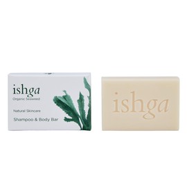 Ishga Seaweed Infused Shampoo & Body Bar | Natural & Organic Skincare | Scottish Seaweed | Lemongrass, Rose Geranium, Lavender, Juniper Berry | SLS-Free Vegan, Cruelty-Free | 0.2lb (95g)