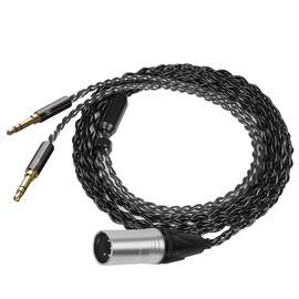Linkidea Upgrade 6N Audio Cable for HIFIMAN Edition XS, SUNDARA, Arya, HE400SE, Ananda, Denon AH-D7200 Headphones, 4-Pin XLR to Dual 3.5mm Male Replacement Headphones Cord (4.9ft/1.5m)