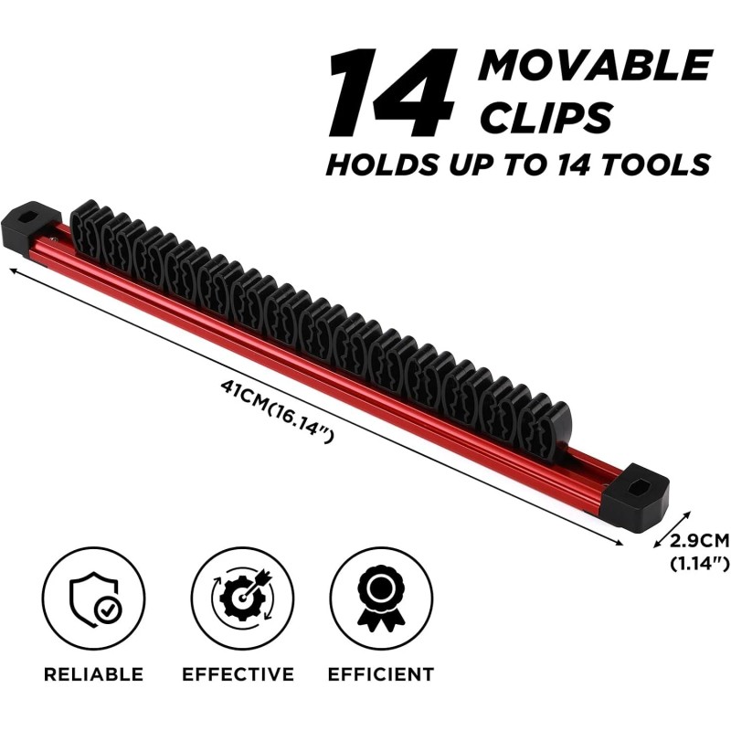 FOCUS AUTO TOOLS Magnetic Screwdriver Wrench Organizer Aluminum Rail Magnetic