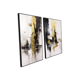 SAFERRYHOME Framed Abstract Wall Art - Black and Gold Wall Decor - Large Canvas Artwork for living room bedroom office bathroom
