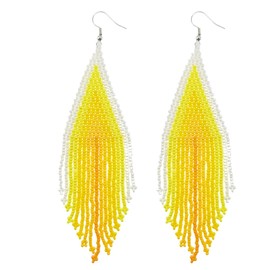 Kaseakia Native Gradient Long Big Large Chandelier Beaded Dangle Earrings for Women, long, Glass beads, No Gemstone