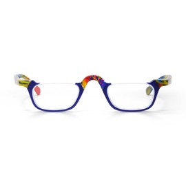 eyebobs - Untamed | Premium Reading Glasses for Men and Women | Half-Rim Frames for Average Faces, Blue & Multi Color, 3.50