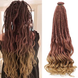 Ajsowju Loose Wave Dreadlocks Synthetic French Curly SE Dreadlock Extensions 24inches 50 Strands Thin Soft Spanish Curly SE Dreadlock Extensions for Women (50 Strands, R27)