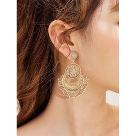 Indian Earrings for Women Jhumka Earrings for Girls Indian Chandelier Earrings Ethnic Indian Jewellery Gifts(Indian Earrings-Gold)