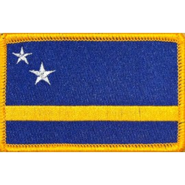 CURACAO Flag Iron-On Patch Embroidered Tactical Morale Patch #18 (GOLD BORDER)