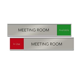 Slider Nameplates and Signs 10" x 2" - "Meeting Room" - Available/In Use - Red/Green - Made In USA