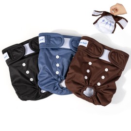 Pet Soft Dog Diapers Female Washable - Pack of 3 Doggie Diapers for Female Dogs, Strong Absorbent Reusable Dog Period Diapers, Female Dog Diapers for Heat & Pet Incontinence Peeing (Deep Set, XS)