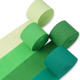 PartyWoo Crepe Paper Streamers 4 Rolls 328ft, Pack of Crepe Paper Green Shades Streamers Party Decorations, Crepe Paper for Birthday Party Decorations, Wedding Decorations (1.8 in x 82 Ft/Roll)