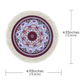 TOCCOOL Persian-Style Flannel Cotton Carpet Coasters - Anti-Slip, Decorative Table Coasters, Persian Coasters for Home and Office, Ideal for Kitchens, Living Rooms, and Dining Tables (Wine Red)
