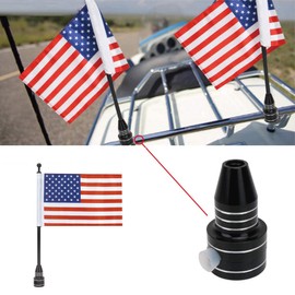 MASION Motorcycle Flag 6 x 10'' Flag Red American Flag for Harley Yamaha Honda Goldwing CB VTX CBR Black Stainless Steel Flagpole fit 1/2'' Motorcycle Luggage Rack
