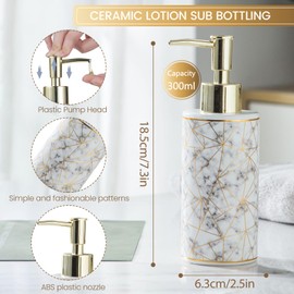 Nuscen White Soap Dispenser,330ml Hand Wash Dispenser, Square Ceramic Hand Soap DispenserPump Bottle Dispenser, Shampoo Lotion Bottle Soap Dispenser Bottle,For Bathroom,Kitchen,Hotel