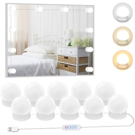 Luces de Tocador Para Espejo,3 Modos de Temperatura de Color Ajustables con 10 Bombillas Regulables Luz LED Para Espejo,Para Espejos de Tocador y Espejos de Baño
