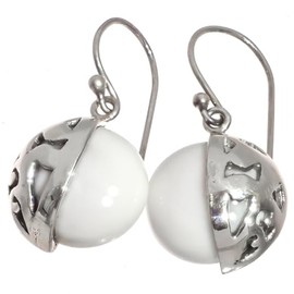 Pink Mother of Pearl Filigree 925 Sterling Silver Drop Earrings, 5/8"