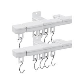 TapirMaze Curtain Track,Set of 2: 5.7~10.8ft, Retractable rod for Ceiling and Wall Mounting with Silent Rollers and Hooks for Living Room and office,quick Installation for Space Partition Divider