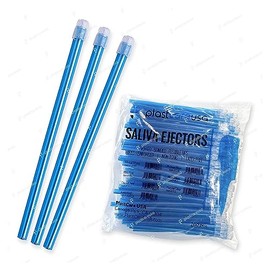 1000 Blue Dental Saliva Ejectors Disposable - Medical Grade Latex Free Evacuation Suction Tips - Flexible Tube (10 Bags of 100) by PlastCare USA