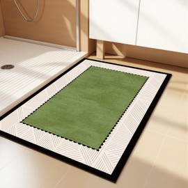 Ultra Thin Bath Mat 24"x16",Absorbent Quick Dry Washable Bath Rug, Green