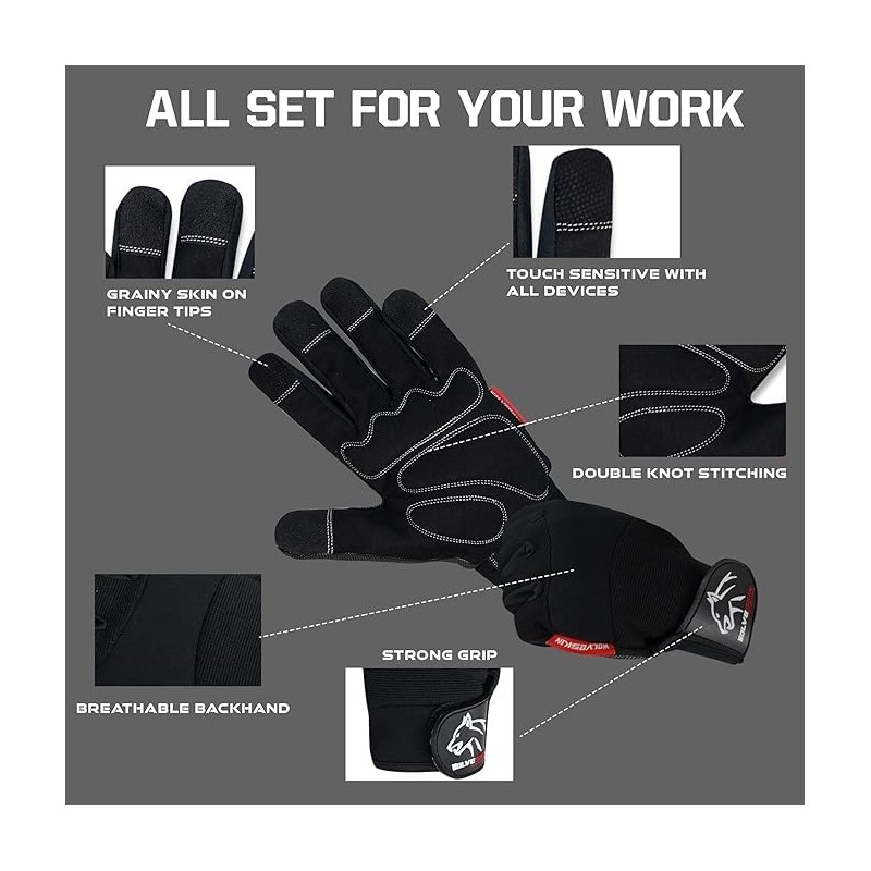 Wolveskin Safety Work Gloves Men & Women - Utility Mechanic