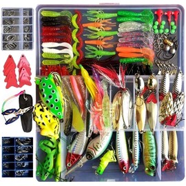 SportColorful Lures for Bass Fishing Complete Capture Worms Set of 276 Various Types including Crankbaits, Spinnerbaits, Worms, Jig Heads, Hooks, etc. Various Types of Hard and Soft Baits, Saltwater