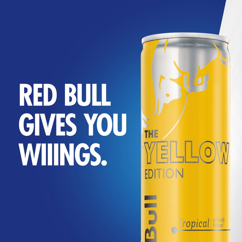 Red Bull Yellow Edition Energy Drink, Tropical, with 80mg Caffeine