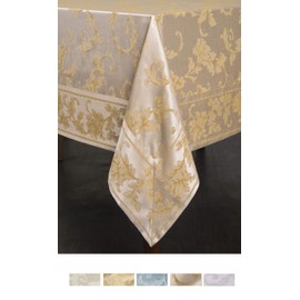 Benson Mills Harmony Scroll Fabric Tablecloth (60" X 120" Rectangular, Silver - Gold)