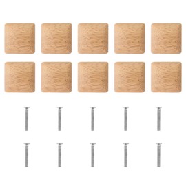 Toddmomy 10pcs Handle Decorative Wood Drawer Bar Square Wood Cabinet Pulls Furniture Drawer Knob Door Pulls Knobs Round Dressers for Closet Wood Knob Solid Wood Cabinet Door Wooden