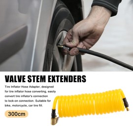 X AUTOHAUX 300cm Flexible Tire Valve Stem Extension Inflator Hose for Car