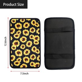 Yonput 1 PC Armrest Cover Pad, Printing Cushion Pad Protector Universal Car Decor Accessories, Stylish Pattern Design Car Armrest Cover (Sunflower)
