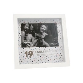 Pavilion Gift Company - 19 A Celebration to Remember - 7.5" Square Shadow Box 6" x 4" Horizontal Picture Frame Memory Holder Birthday Graduation Party Congratulations Novelty Modern Home Decor Gift