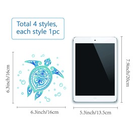 GORGECRAFT 4PCS 6.3”Sea Turtles Window Clings Static Sea Animal Glass Decals Beach Shark Octopus Seahorse Sliding Door Stickers Underwater Ocean Tropical Bathroom Film for Prevent Bird Pets Strikes