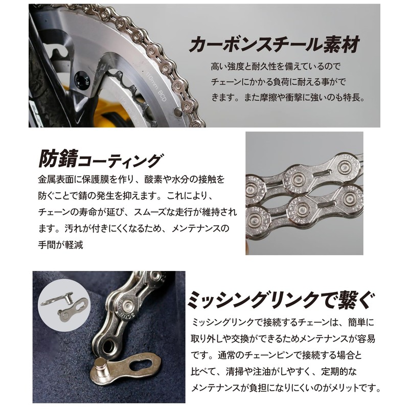 GORIX Bicycle Chain, Hollow Road Bike, 9-Speed, 10-Speed, 12-Speed, 116L