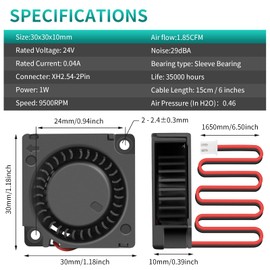 2 Pack Wathai 30mm x 10mm 5V Small DC Brushless Cooling Blower Fan for Electronics Cooling
