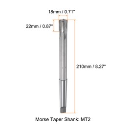sourcing map Clamping Reamer 18 mm H7 Carbide Tip MT2 Morse Taper Shank Straight Flutes Lathe Cutter