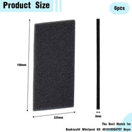 ZEPIQOR 6 x condenser dryers, filter HX 481010354757 dryer, heat pump dryer, 225 x 107 x 8 mm, sponge filter, filter mat, condenser dryer
