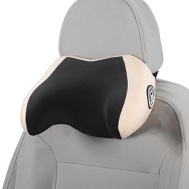 HEROFFIX Auto Kopfstützenkissen Ergonomisches Bequemes Nackenkissen Nackenstützkissen Polyester, Memory Foam Verstellbare Breite Apricot, Schwarz 1 Stück fürs Fahren