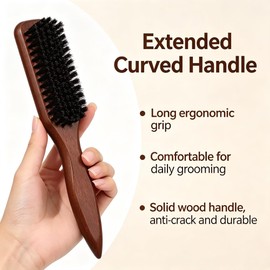 Boar Bristle Cat Hair Brush,Gentle Grooming Brush for Short Haired Cats Dogs,Soft Natural Bristles Pet Brush for Sensitive Skin Solid Wooden Massage Tool,Reduce Shedding,Make Coat Soft,Smooth,Shinny