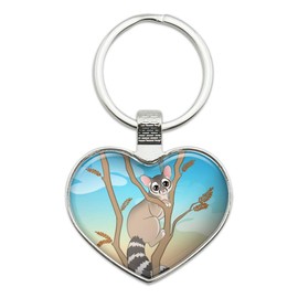 Ring-tailed Cat Keychain Heart Love Metal Key Chain Ring
