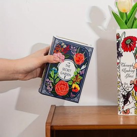 Small - Secret Garden Book-Shaped Decorative Vase, Ceramic Flower Vase for Home Decor Room Decor Bookshelf Decor, Unique Vase for Book Lovers